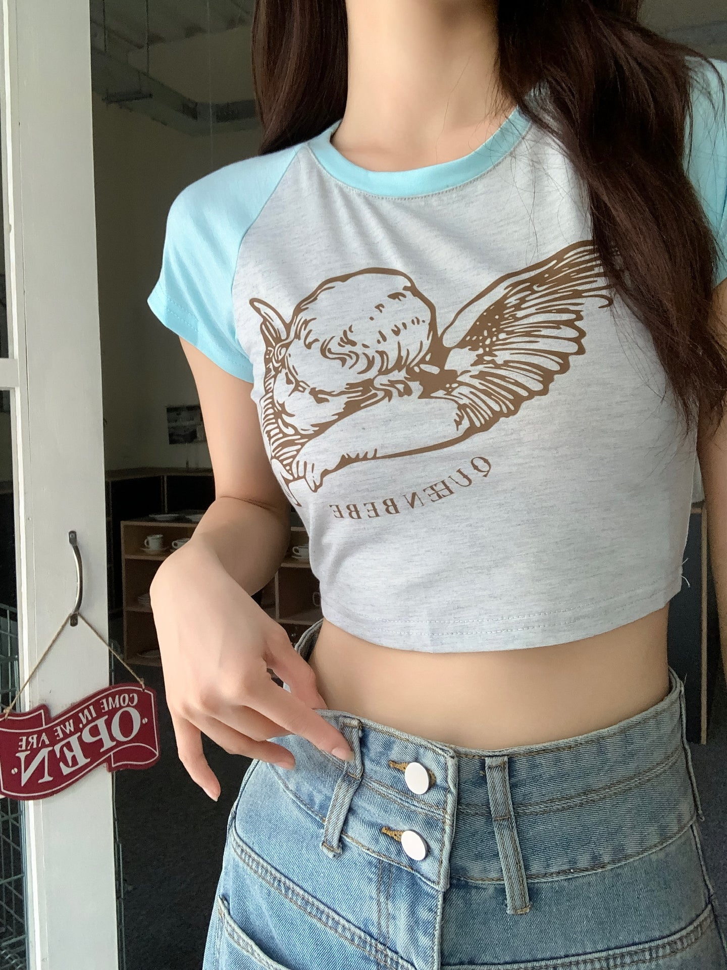 UU BABY ANGEL TWO TONES CROP TOP