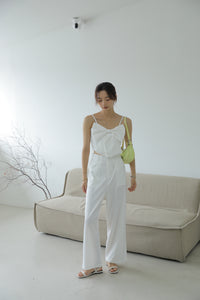 ANNA RIBBON BOW SILK TOP-WHITE
