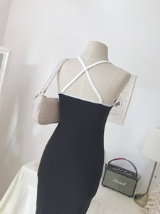 BLACK KNITTED SINGLET DRESS (4424727429195)