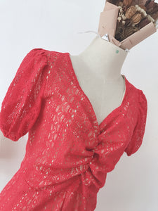 LACE JUMPSUIT in RED
