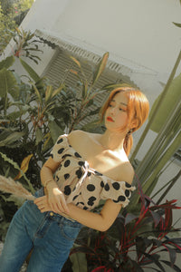 CECI POLKADOT LINEN TOP #UQMADE (1843615170595)