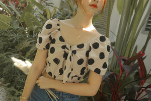 CECI POLKADOT LINEN TOP #UQMADE (1843615170595)