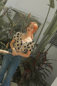 CECI POLKADOT LINEN TOP #UQMADE (1843615170595)